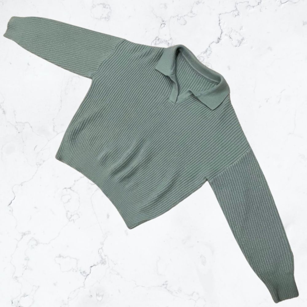 DAZY Blue/Teal/Grey Collared Knit Sweater